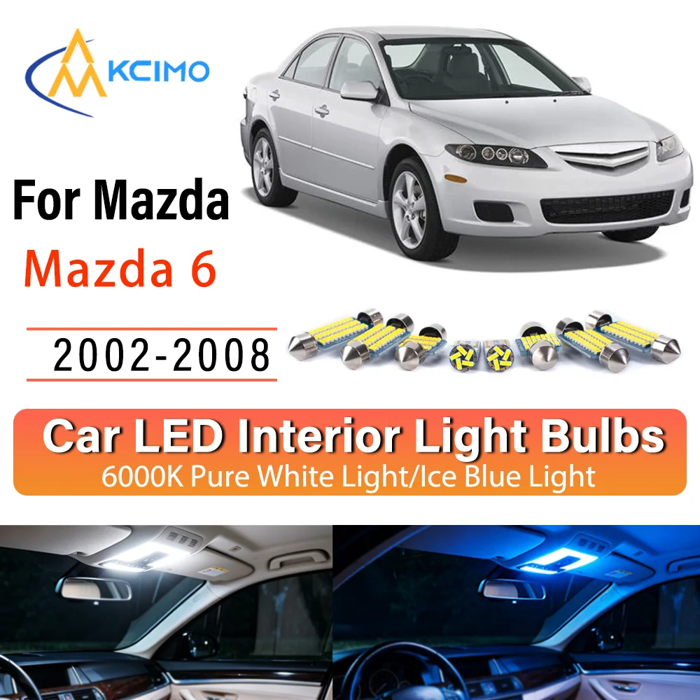 For Mazda Mazda 6 2002-2008 Instant Install Constant Bright LED Inner Lamp Upgrade Set OE Fit Ceiling Reading Boot Interior Bulb