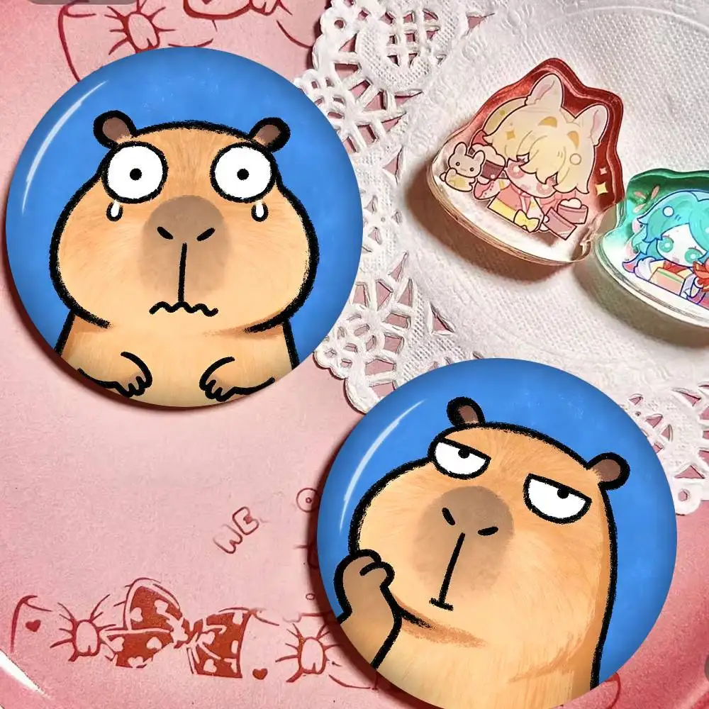 Cute Capybara Tinplate Soft Button Pin Brooch Metal Badge Custom Jewelry Accessories Hat Bag Lapel
