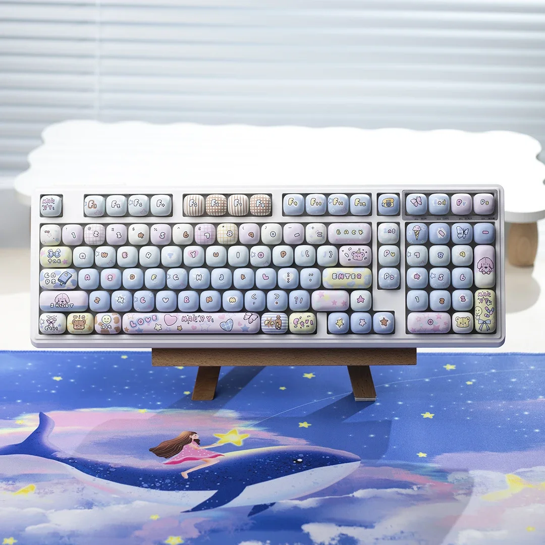 Small steamed bread keycap mog height bread bear toy house pbt material hot sublimation f98pro f87pro