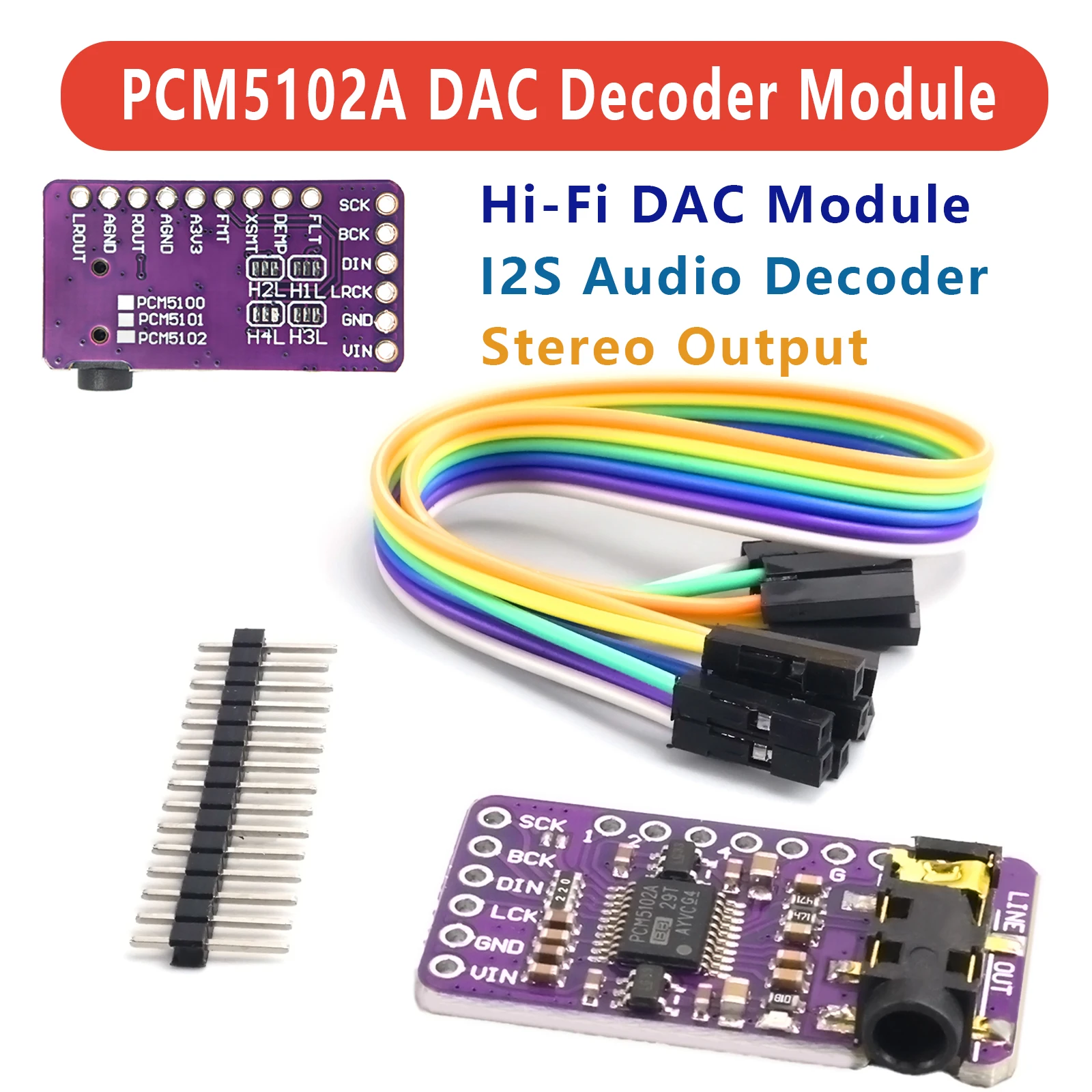 Module décodeur DAC I2S GY-PCM5102, format pHAT, carte audio stéréo PCM5102A, prise jack 3,5 mm pour Raspberry Pi, kit de mise à niveau du son Hi-Fi