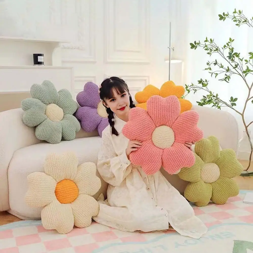 

Flower Cushion Colorful Flower Shaped Throw Pillow for Sofa Car Plush Stuff Toy for Office Nap Elastic Fully Filling Couch