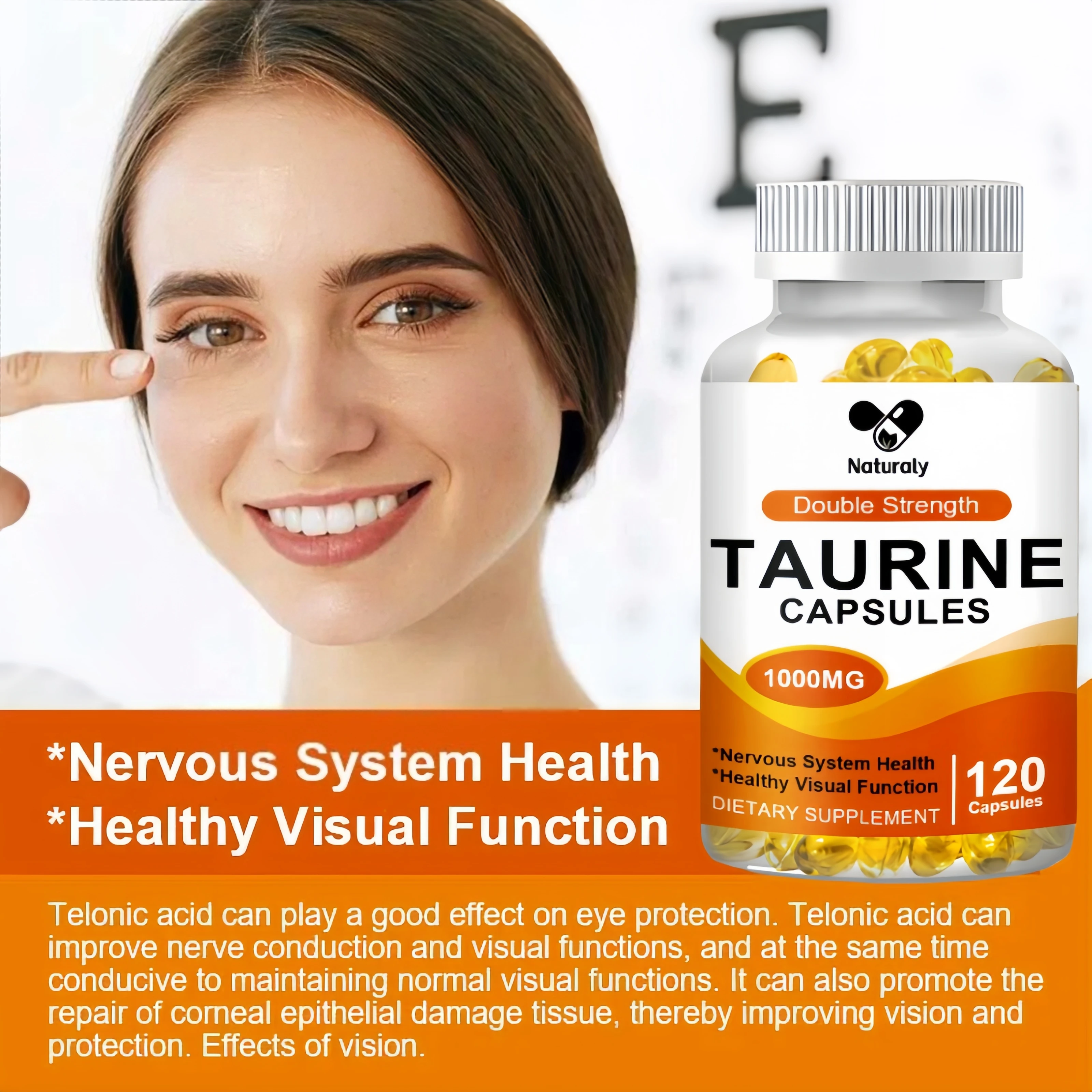 Taurine Capsule for Antioxidant,Brain & Heart Health - Amino Acid Supplement Help Calm, Relaxed Mood For Adult