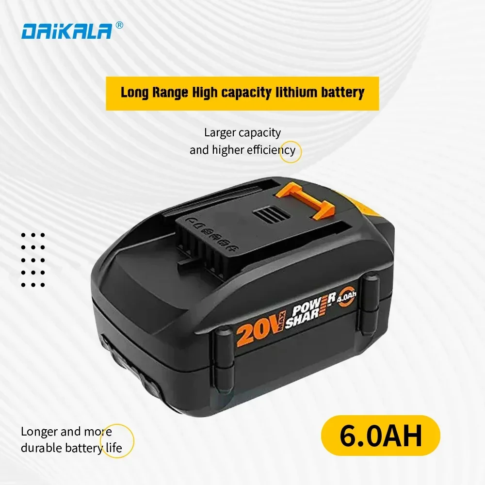 

20V Cordless Power Tool Battery for WORX WA3012 Power Share PRO 3.0/4.0/6.0Ah Lithium-Ion High-Capacity Battery Spare Batteriies