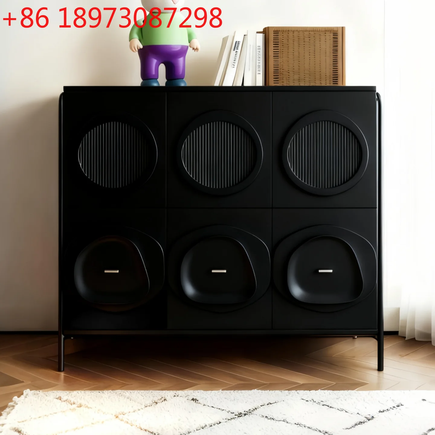 Modern simple paint dining side cabinet entry solid wood porch cabinet living room storage household storage display cabinet