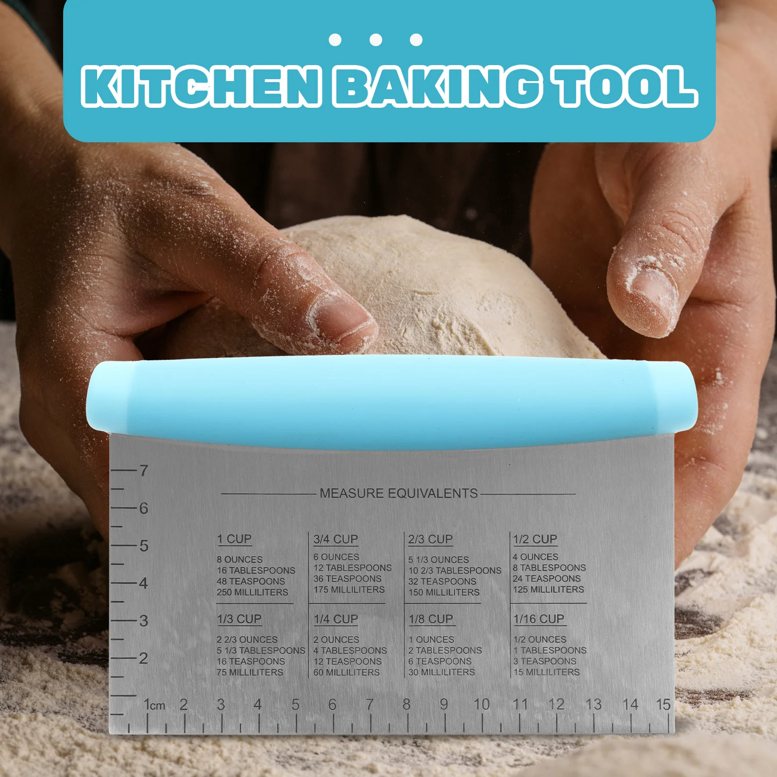 

3pcs Stainless Steel Dough Scrapers Kitchen Food Scraper With Measuring Scale Ergonomic Handle Multi-Function Baking