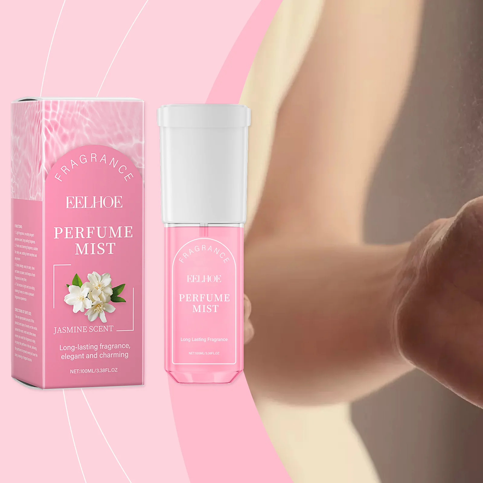 Brasilianisches Jasmin-Körperparfümspray für Frauen, langanhaltender, weicher Duft, natürlich, frisch, nicht fettig, elegante Düfte, 3,4 Fl.Oz