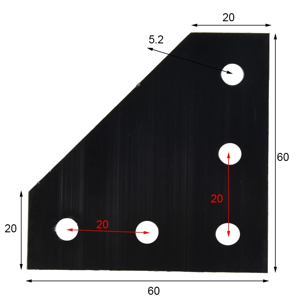 Joint Board Plate L-shaped 5 Holes Connecting Plate Corner Angle Bracket 90 Degree For 2020 Aluminum Profile Accessories