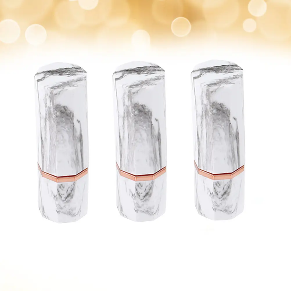 3 Tubos de Lápiz Labial de Mármol, Elegantes Mini Envases para Bálsamo Labial, Tubo Portátil para Reenvasado de Lápiz Labial para Mujeres, Uso en Viajes