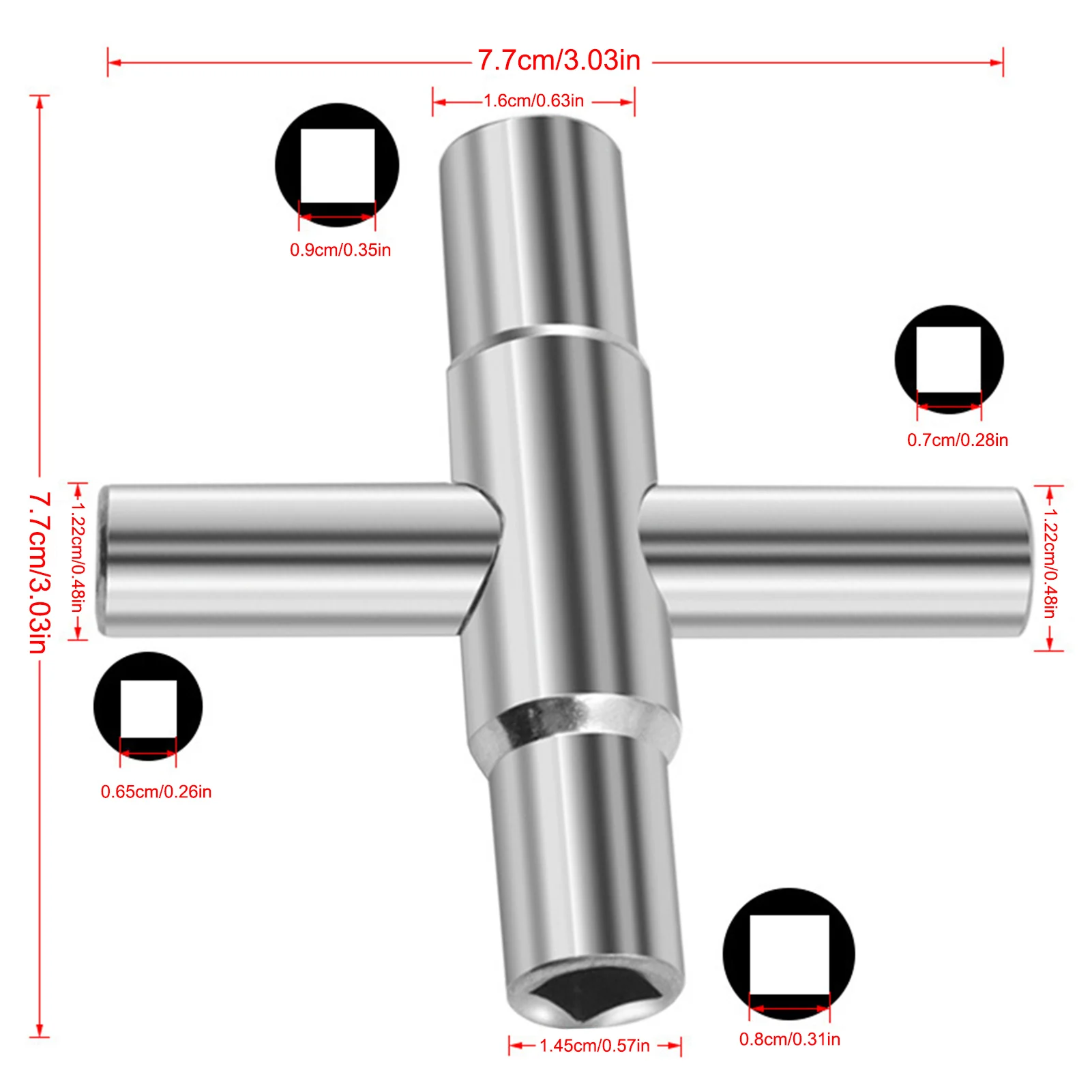 Imagem -03 - Chave de Água de Aço Sillcock Chave de Banho Manual de Prata Ferramentas de Hardware para Chave de Prata Torneiras de Vias