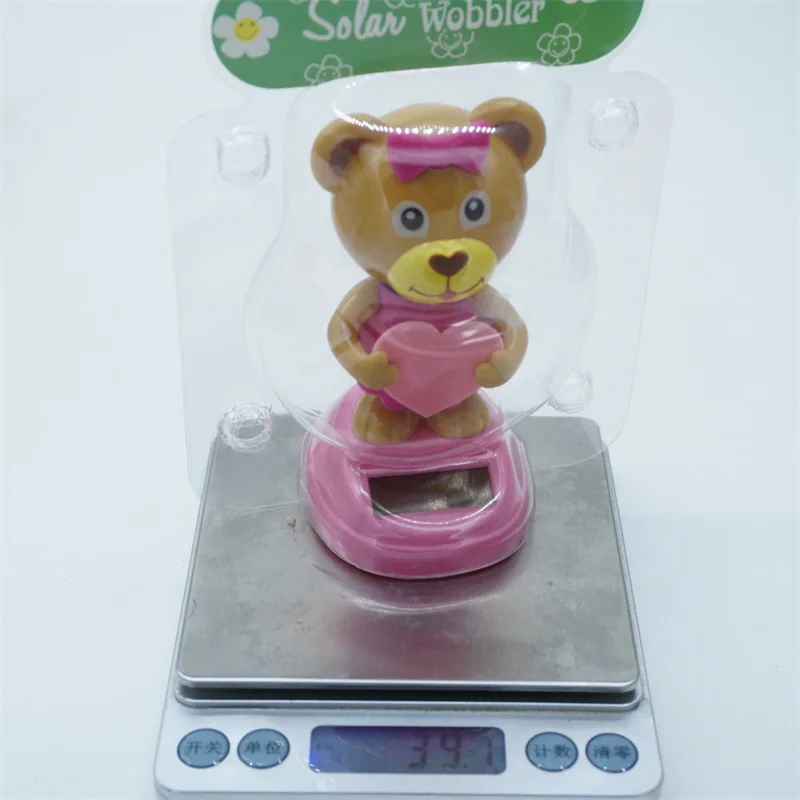 Amor dos desenhos animados urso brinquedo solar criativo engraçado balançando cabeça dança animal urso boneca solar carro decoração de mesa ornamento crianças presente