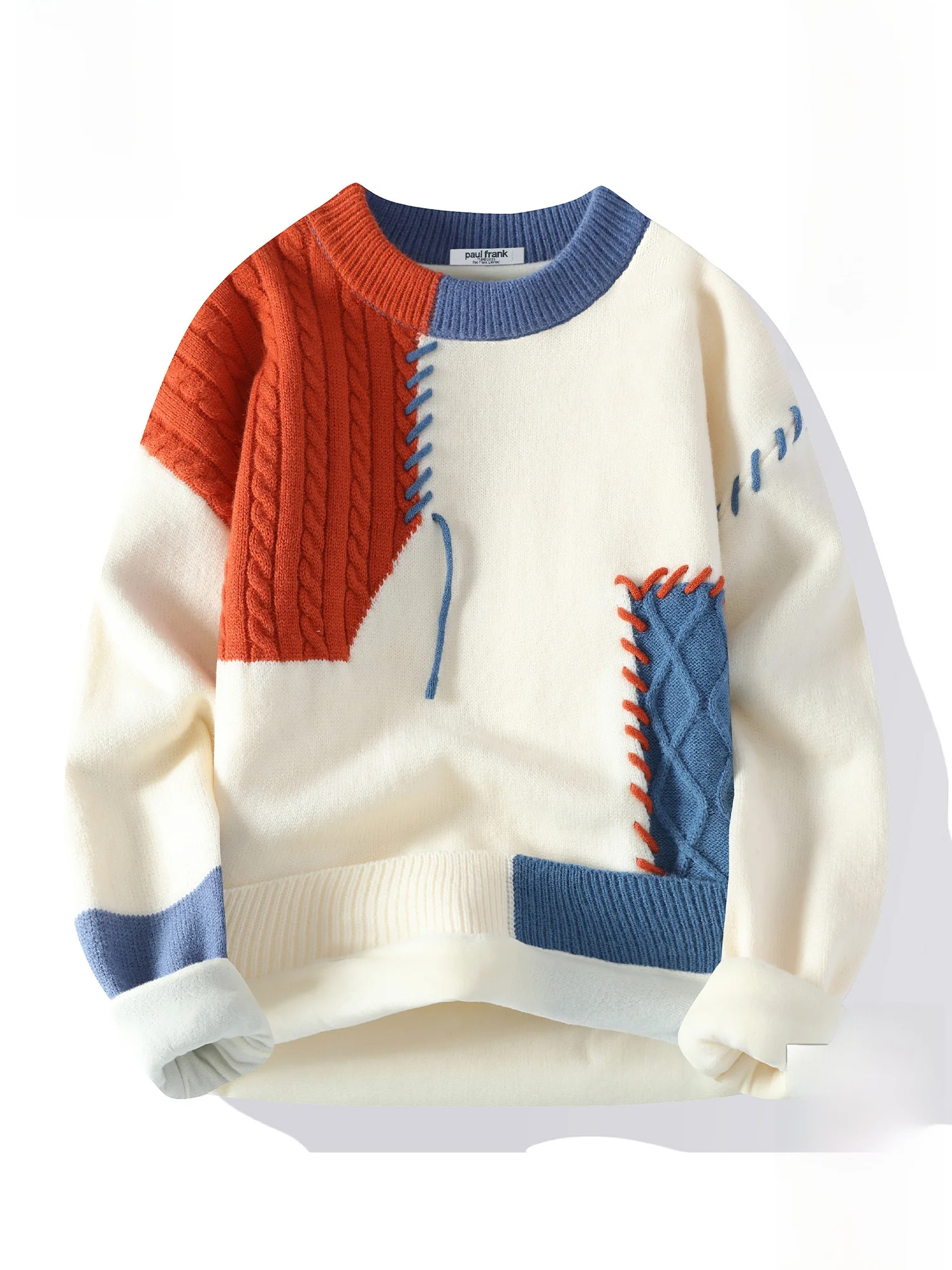 

Мужской повседневный теплый свитер Paul Frank с контрастными вставками и флисовой подкладкой, зимний, модный, из смесового полиэстера