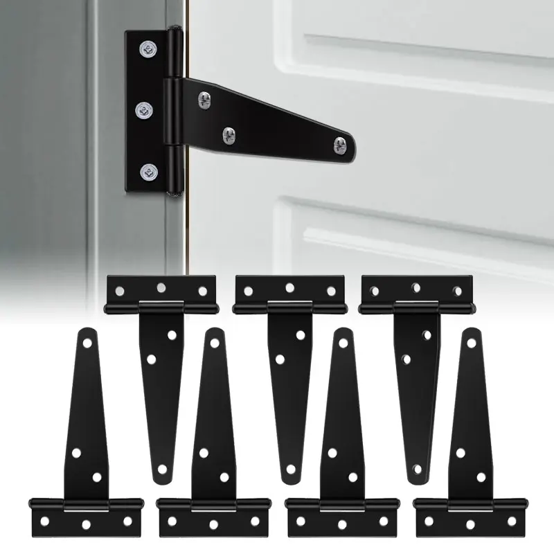 New Black T-Shaped Triangular Iron Hinge For Cabinet Shed Wooden Gate Hinges Furniture Hardware Accessories Home Improvement