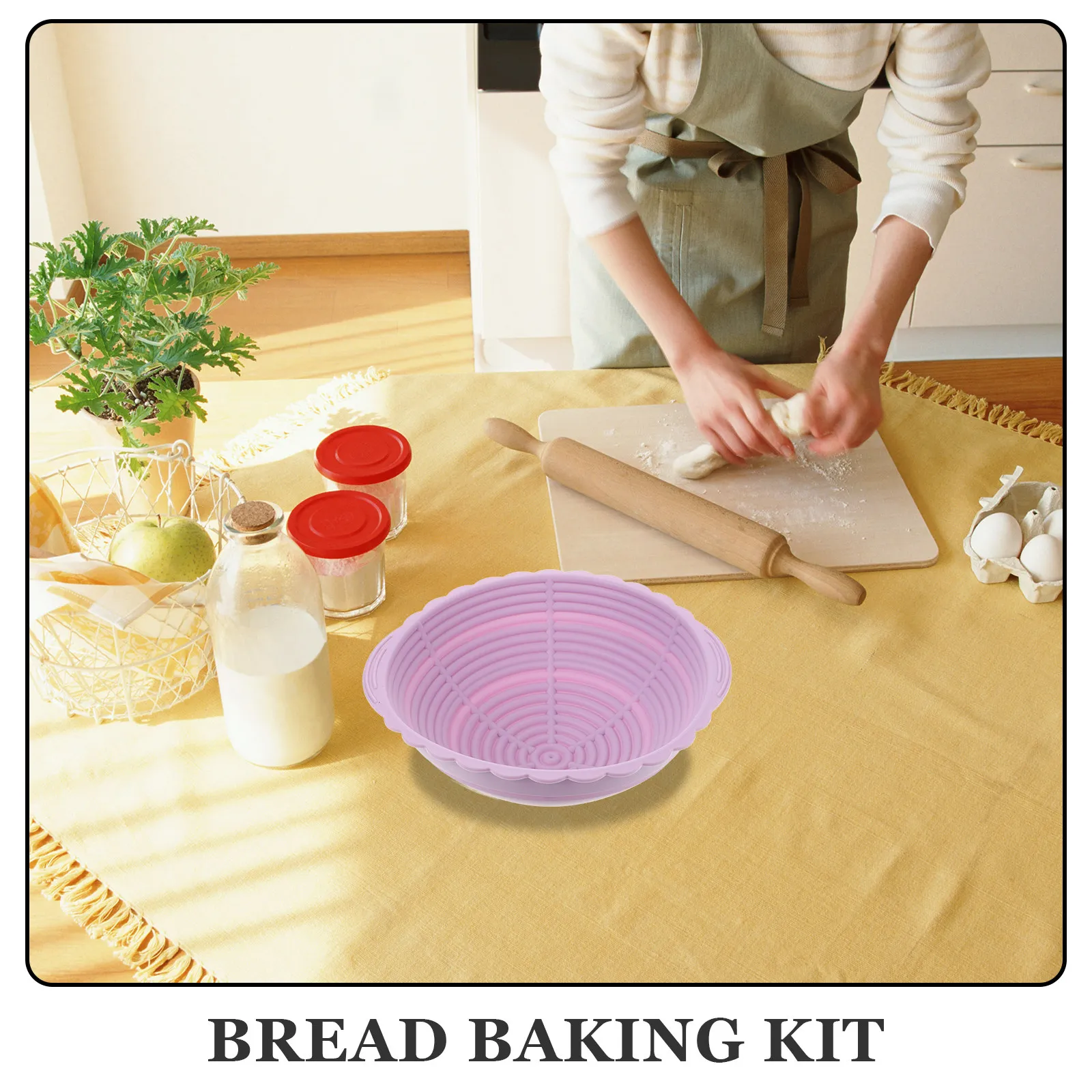 Foldable Silicone Banneton Basket Large Capacity Pink Round Dough Proofing Basket Kitchen Baking Sourdough Bread Proofing - view 5