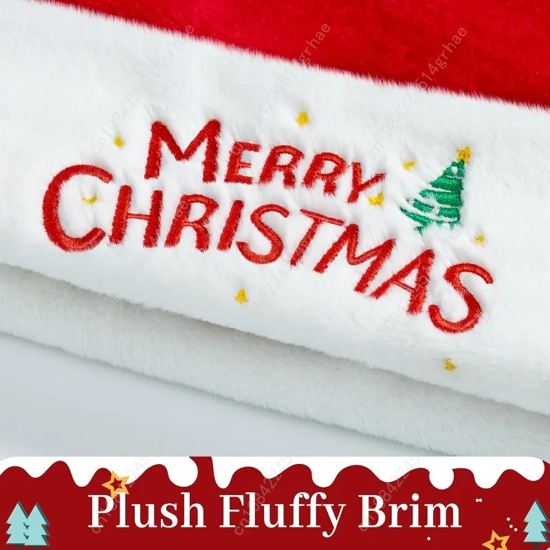 قبعة سانتا لعيد الميلاد للبالغين، قبعة مخملية كلاسيكية لعطلة عيد الميلاد للجنسين لأغطية الرأس لحفلات رأس السنة الجديدة