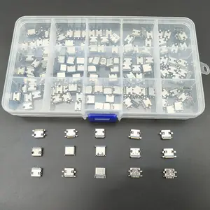 Bilashmart 150/Box 15Models USB Type C Charging Port Dock Connector 6/16Pin USB C Socket PCB Soldering Jack Mobile Phone DIY Repair Kit