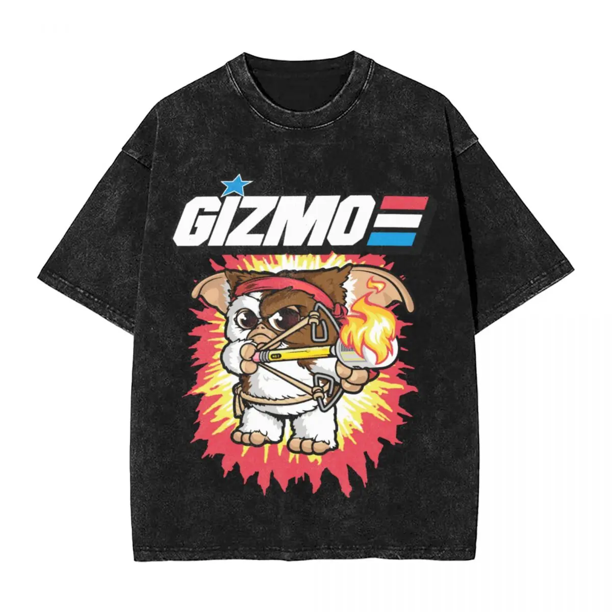 Washed T Shirts Gremlins Hip Hop Vintage T-Shirts Oversize Gizmo Monster Gremlin 80s Horror Christmas Movie Streetwear Top Tees