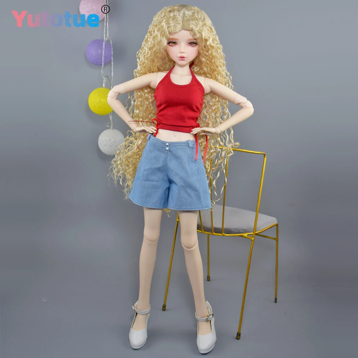 YUTOTUE 56cm Height Fashion Doll Handpainted Makeup Lifelike Blonde Curly Wigs Clothes Shoes Full Set 1/3 Scale BJD Toy