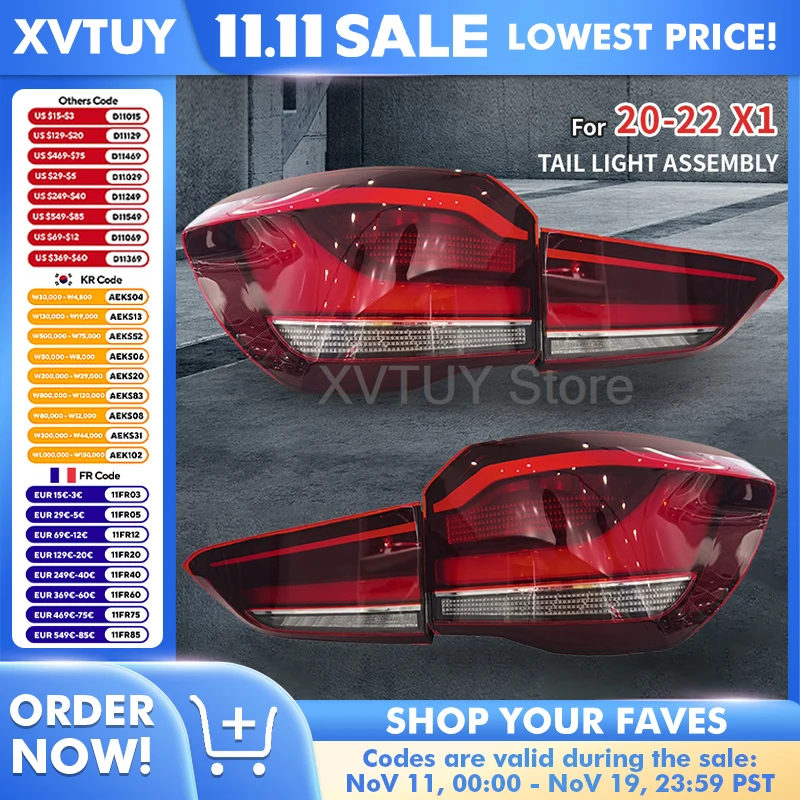 

For BMW X1 Car LED Taillights Turn Signal 2020-2022 Brake Parking Assembly Rear Warning Stop Lamps Original Auto Accessories