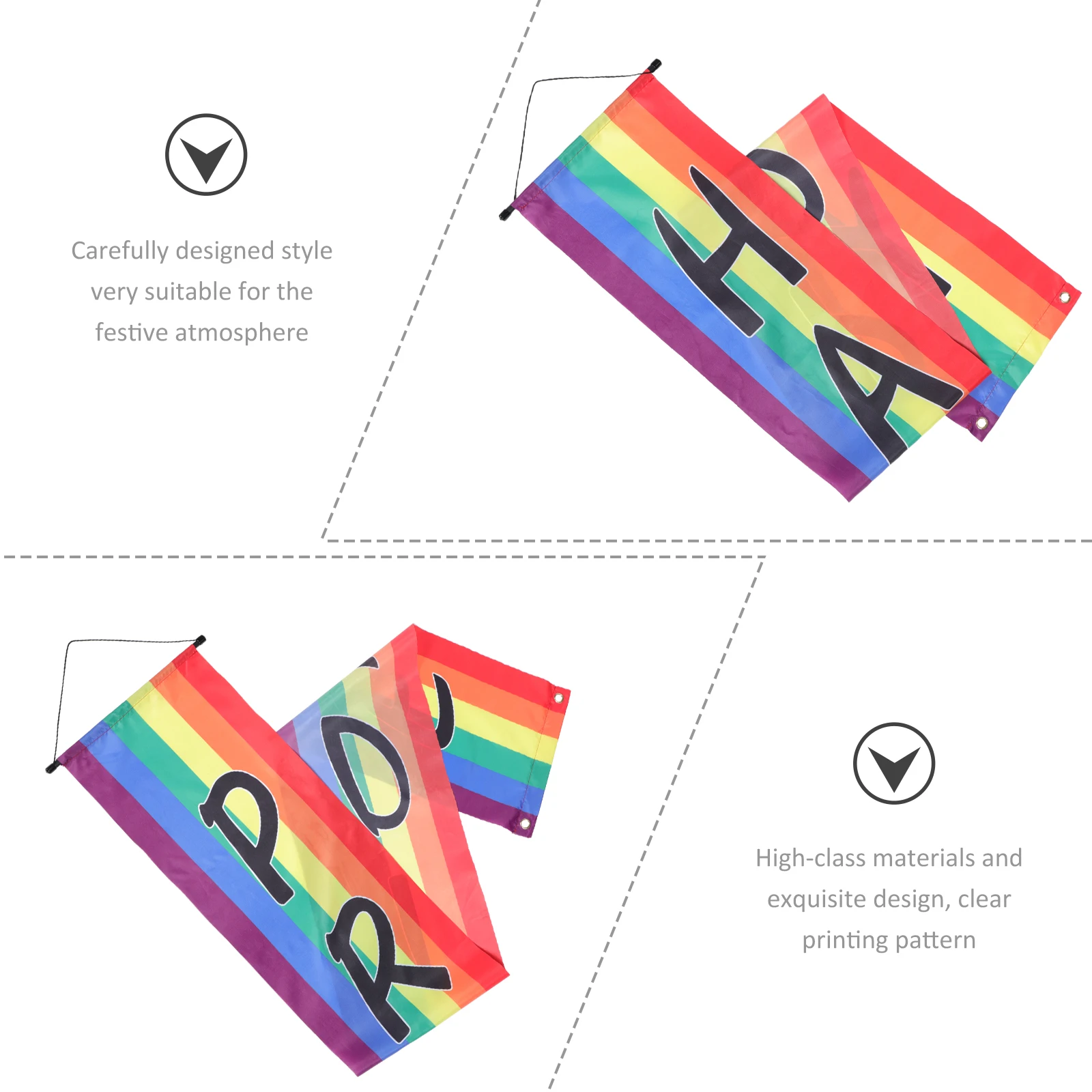 1 Par de Banderas de Arcoíris, Diseño Único de Ambiente Cálido, Fácil y Conveniente de Decorar, Banderas de Orgullo, Parejas de Arcoíris, Bandera Impresa