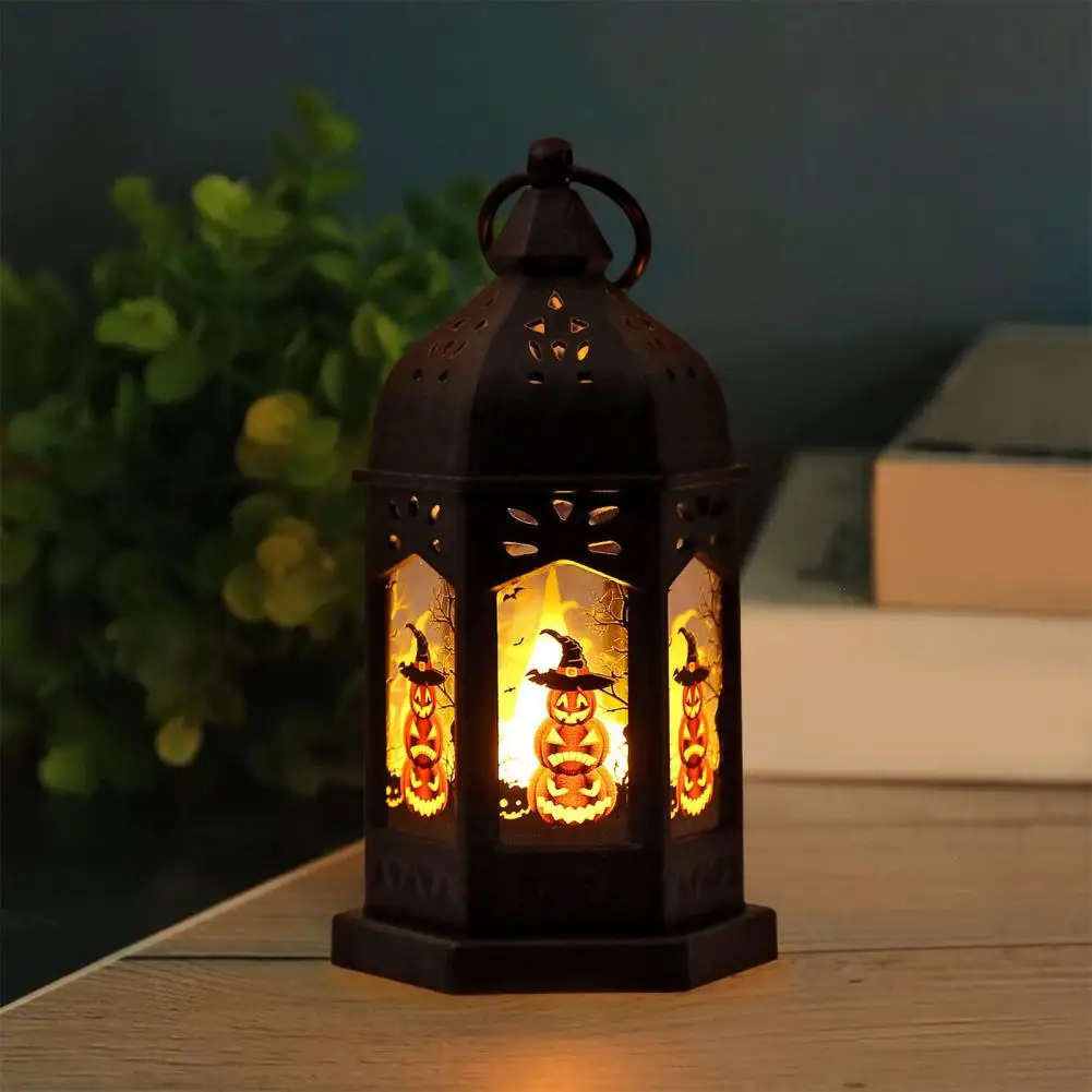 Battery Operated Candle Holder Spooky Halloween Castle Lanterns Battery Operated Led Flame Lights for Table Decor for Halloween