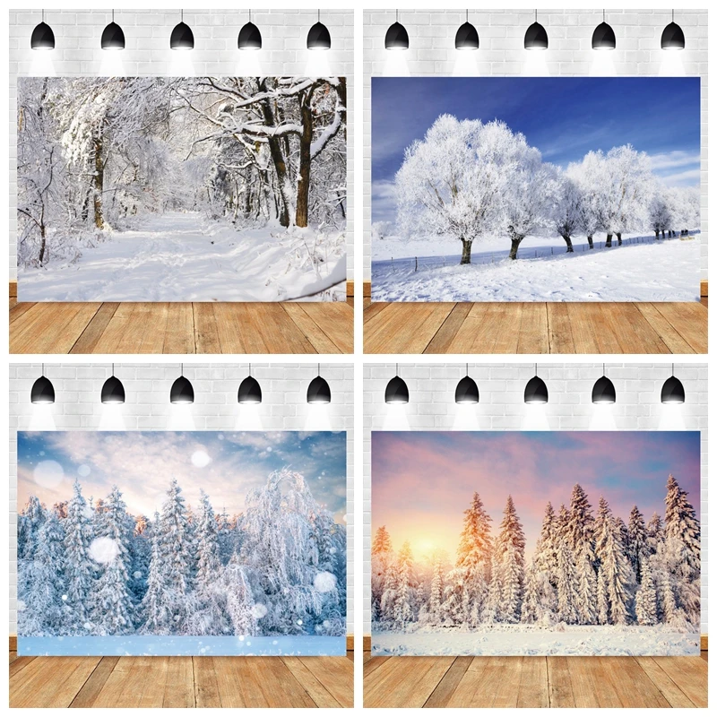 

Winter Snow Landscape Photography Backdrops Christmas Party Room Decor Backgrounds Baby Photo Photographic Studio Shoot Props