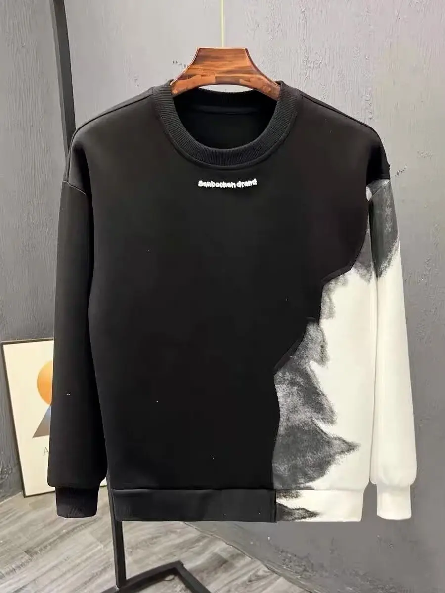 

Толстовка American Sle adient Long Sve, свободный круглый дизайн Ne Splice, повседневный молодежный модный осенний мужской топ