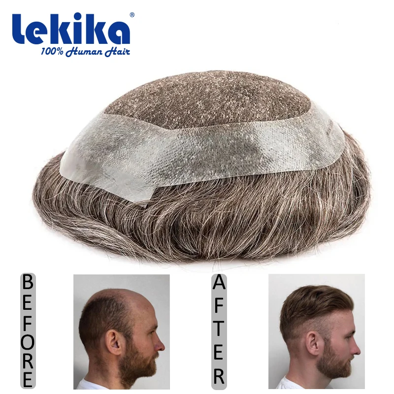 

Swiss Lace Toupee Size 16x24CM Male Hair Prosthesis Indian Hair System Australia Base 100% Human Hair 6'' Man Wig