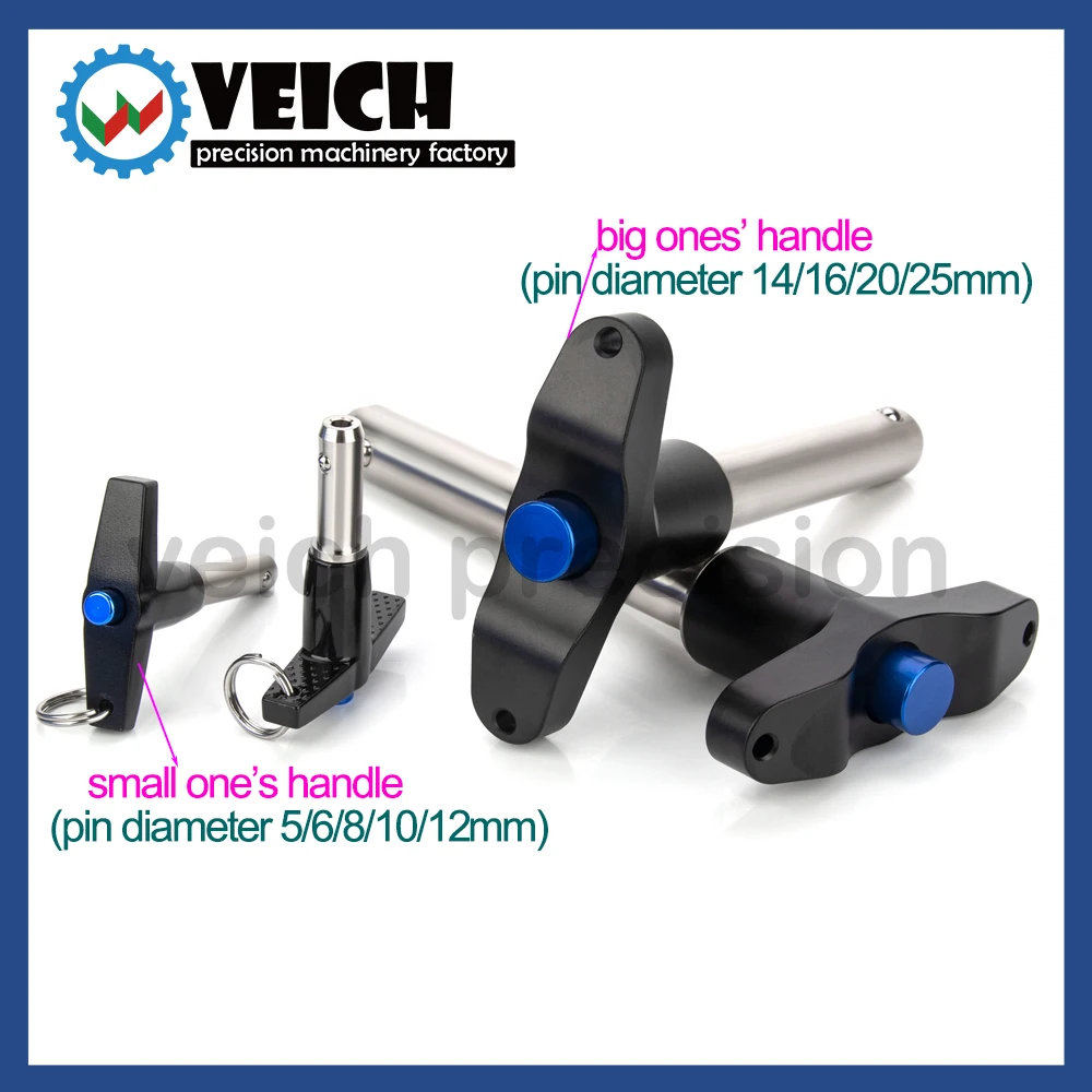 VCN-U2 Dia 8~25mm 1pc Unstandard Quick Release Ball Lock Pin Usable Length 105/110/115/120/125/130/140/145/150/160/165/200/230mm