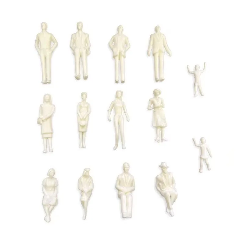 

14 фигурок детей (стоящих и сидячих) для миниатюрного ландшафта песочницы, масштаб 1:30, белые, для самостоятельной сборки.
