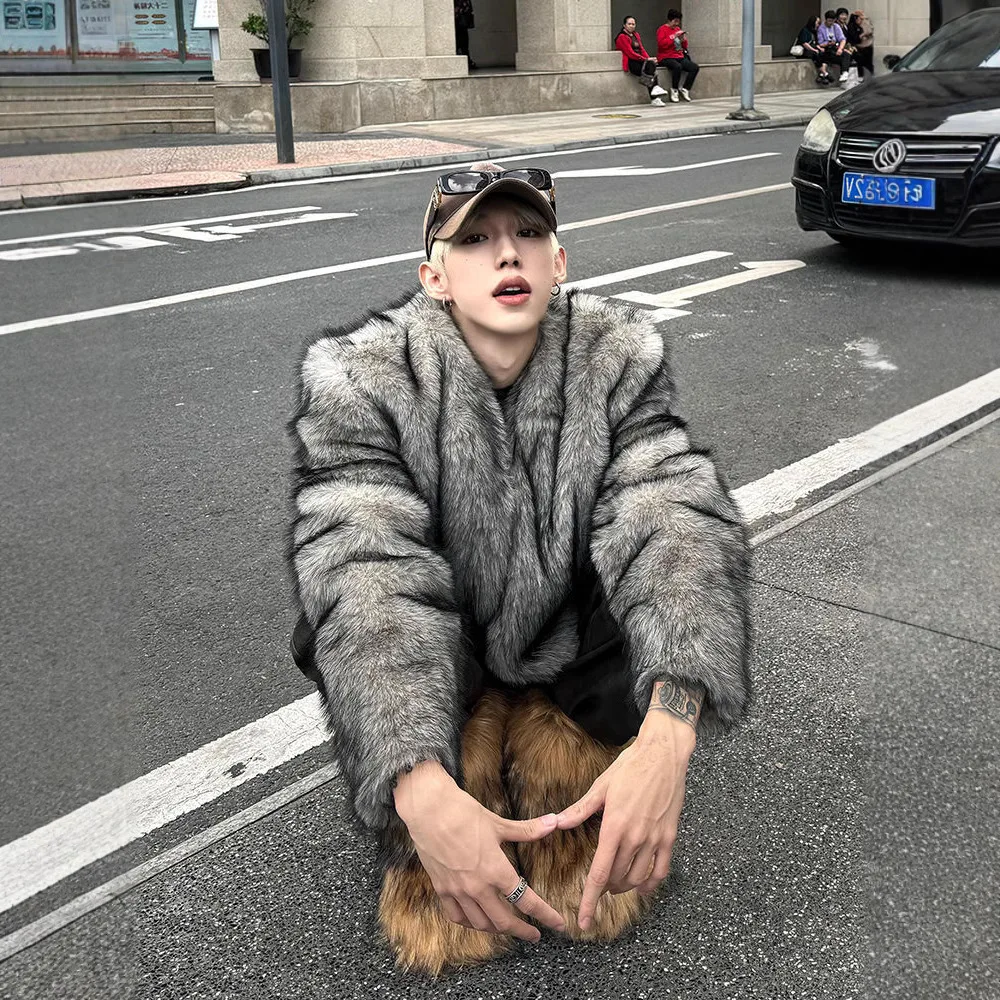Pishuai Winter Autumn Winter Warm Thickened Fox Men's Short Fur Fashion Coat Trendy Clothing - view 5