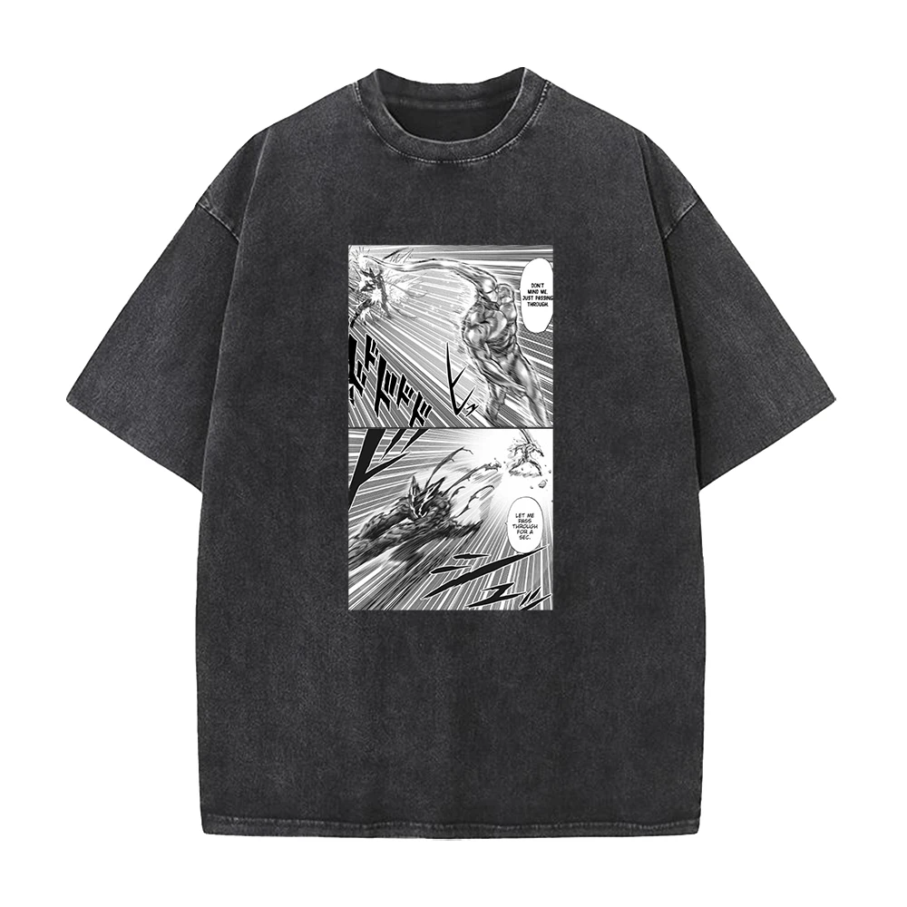 Anime ONE PUNCH MAN Saitama Funny Graphic Printed T Shirt Men Women Washed Cotton Tshirts Plus Size Tee Harajuku Male T-shirt view 3