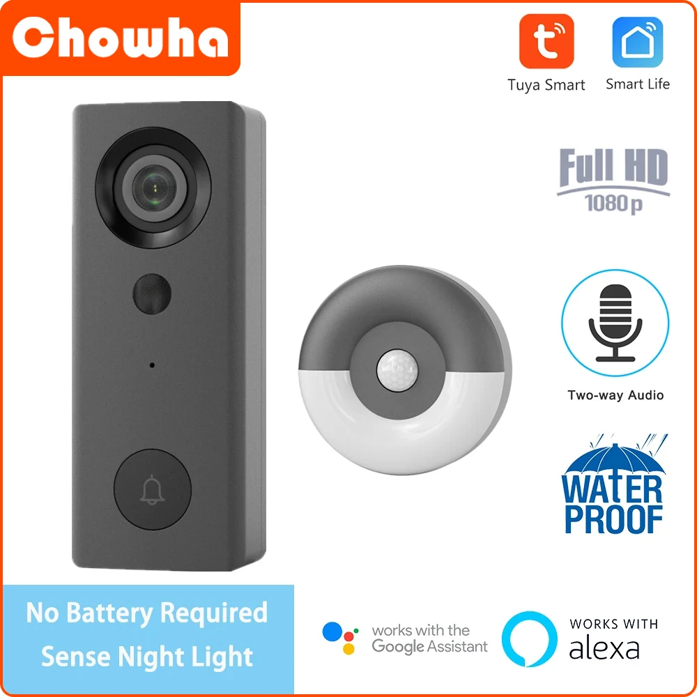 Smart Home WiFi Wired Video Doorbell 1080P HD Tuya Doorbell with Security Camera Two-Way Talk Support Alexa Google Home Doorbell