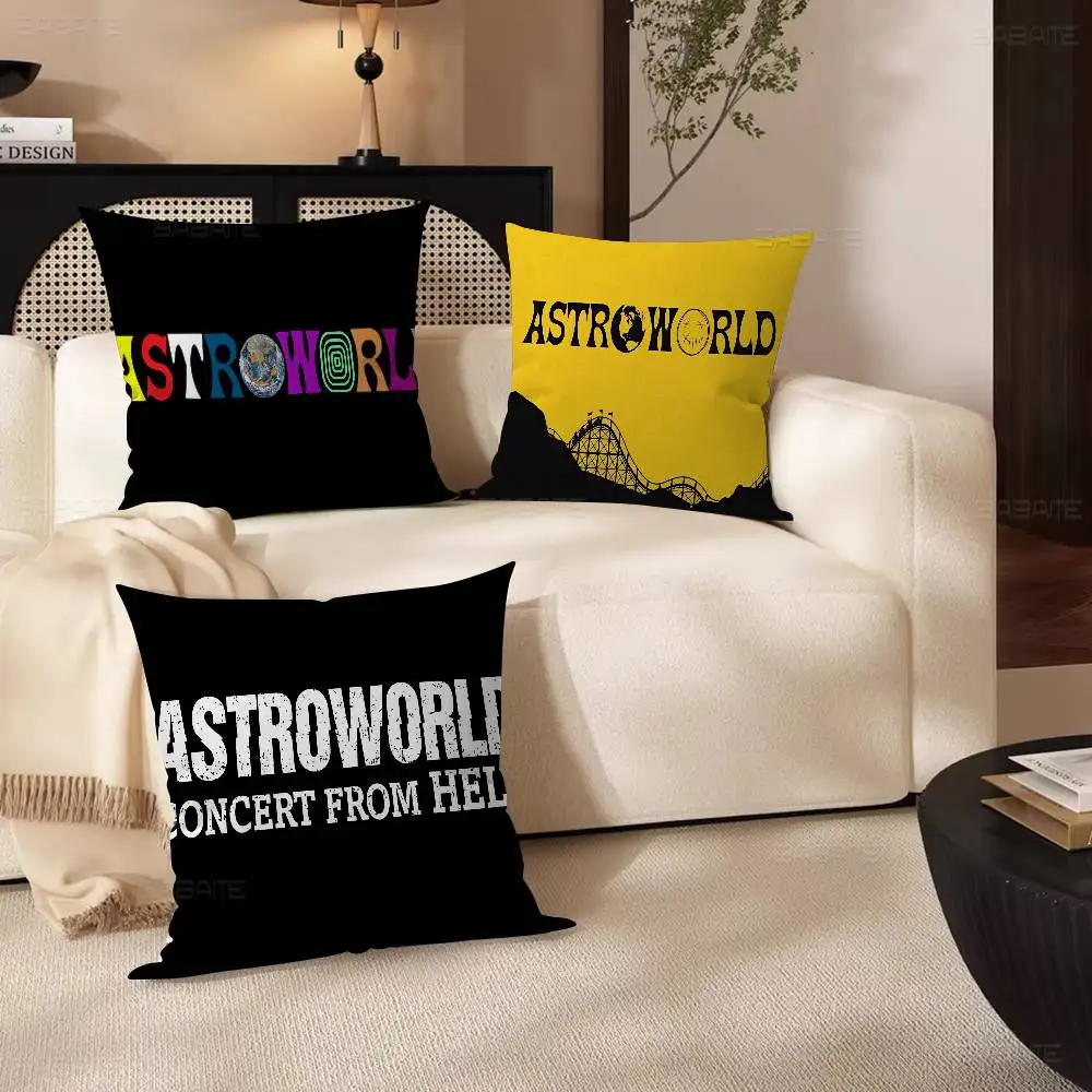 T-Travis S-Scott A-Astroworld Kussenslopen Cartoon Bank Decoratieve Thuis Dubbelzijdig Afdrukken Korte Pluche Leuke Kussenhoes