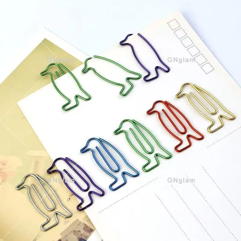 البطريق شكل دبابيس ورق ألوان جديدة الطيور على شكل دبابيس ورق الحيوان مشبك معدني القرطاسية القرطاسية المدرسية دبابيس مكتب الإبداعية