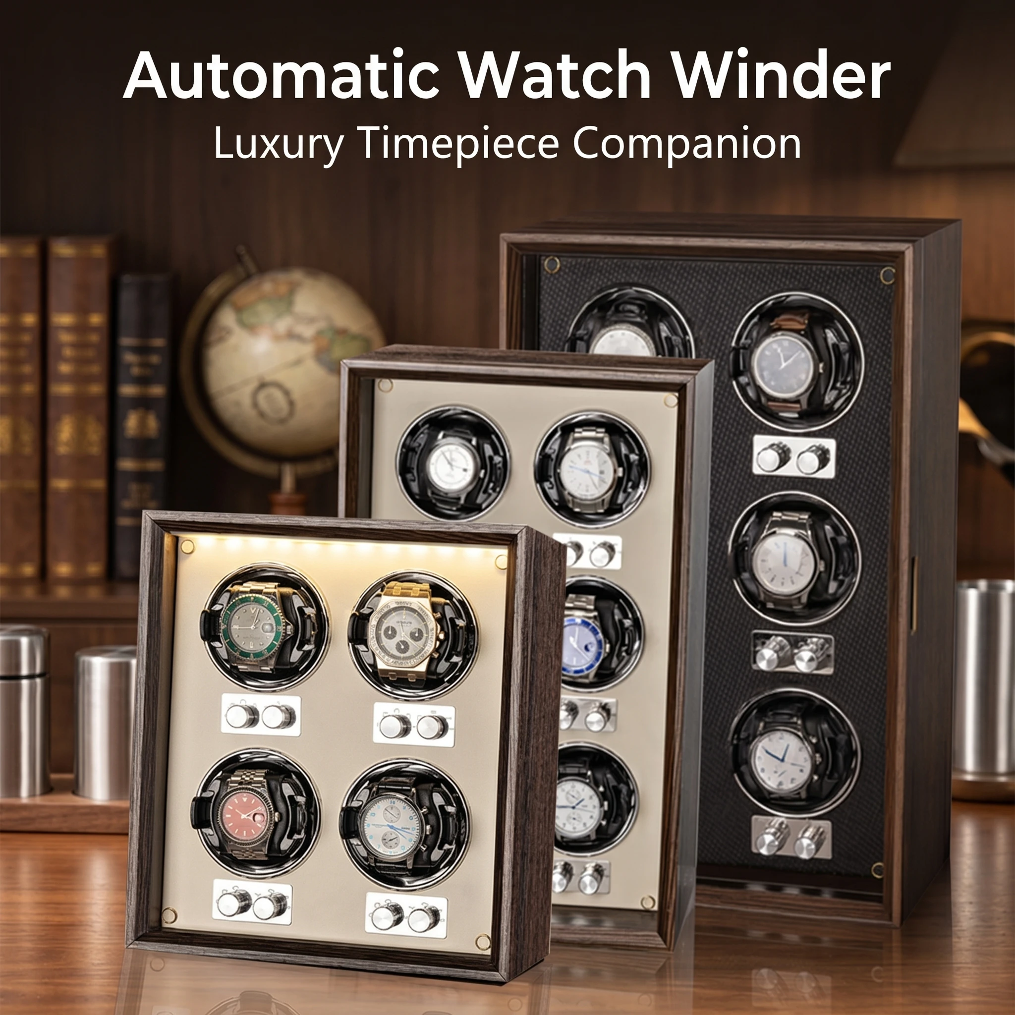 Watch Winder 4 Watches Automatic Silent - 로르보 럭셔리 2/4/6 슬롯 시계 와인더