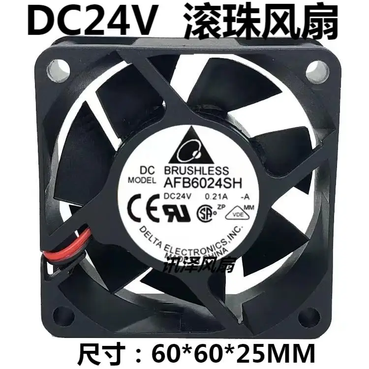 Двухпроводной Вентилятор охлаждения сервера Delta Electronics AFB0624SH, постоянный ток 24 В, 0,21 А, 60x60x25 мм