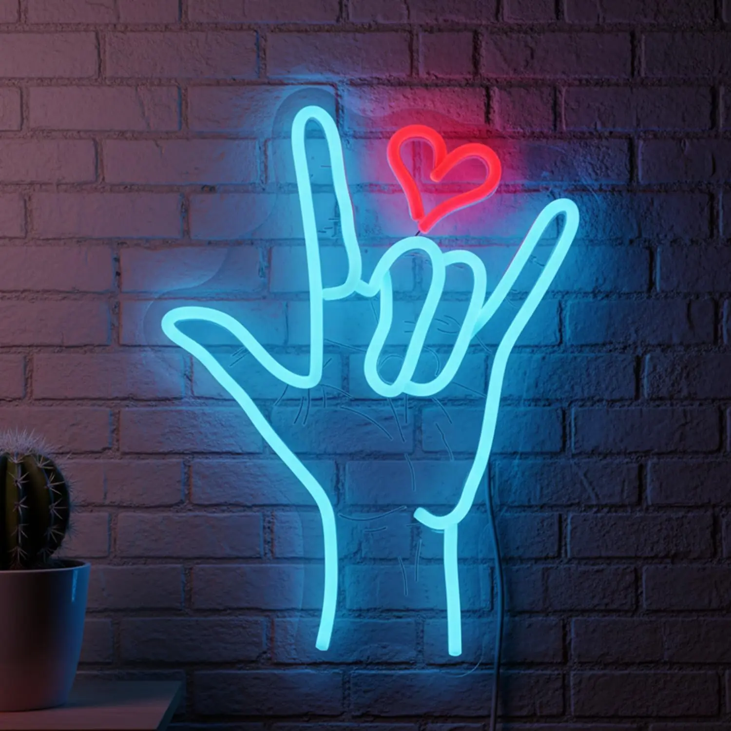 

I Love You Neon Sign Art Wall Light USB Hand LED Neon Light for Garage Bar Game Room Birthday Party Bedroom Decoration Gift