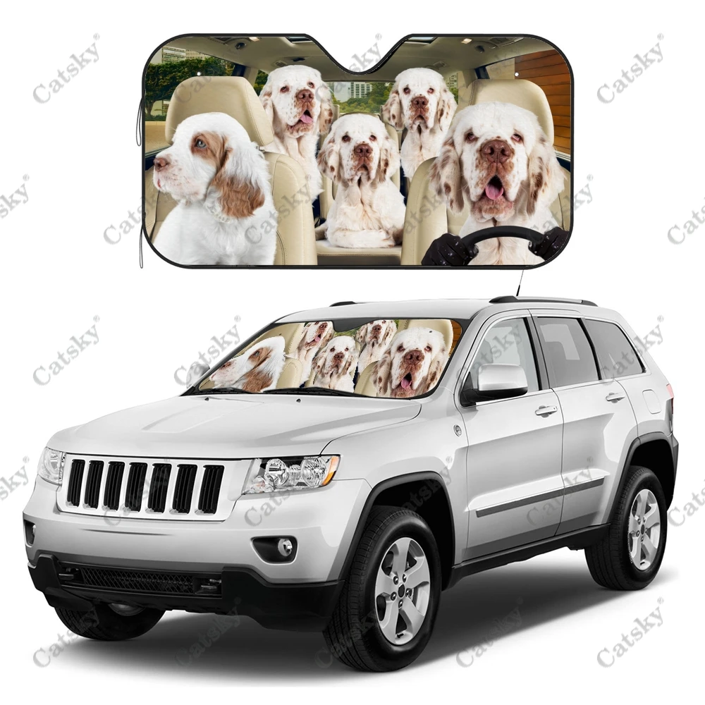 Clumber Spaniel Car Sunshade,Car Decor Lovers Gift,Windscreen Sun Shield For Car Window Sunshade Cover Foldable Uv Ray Reflector