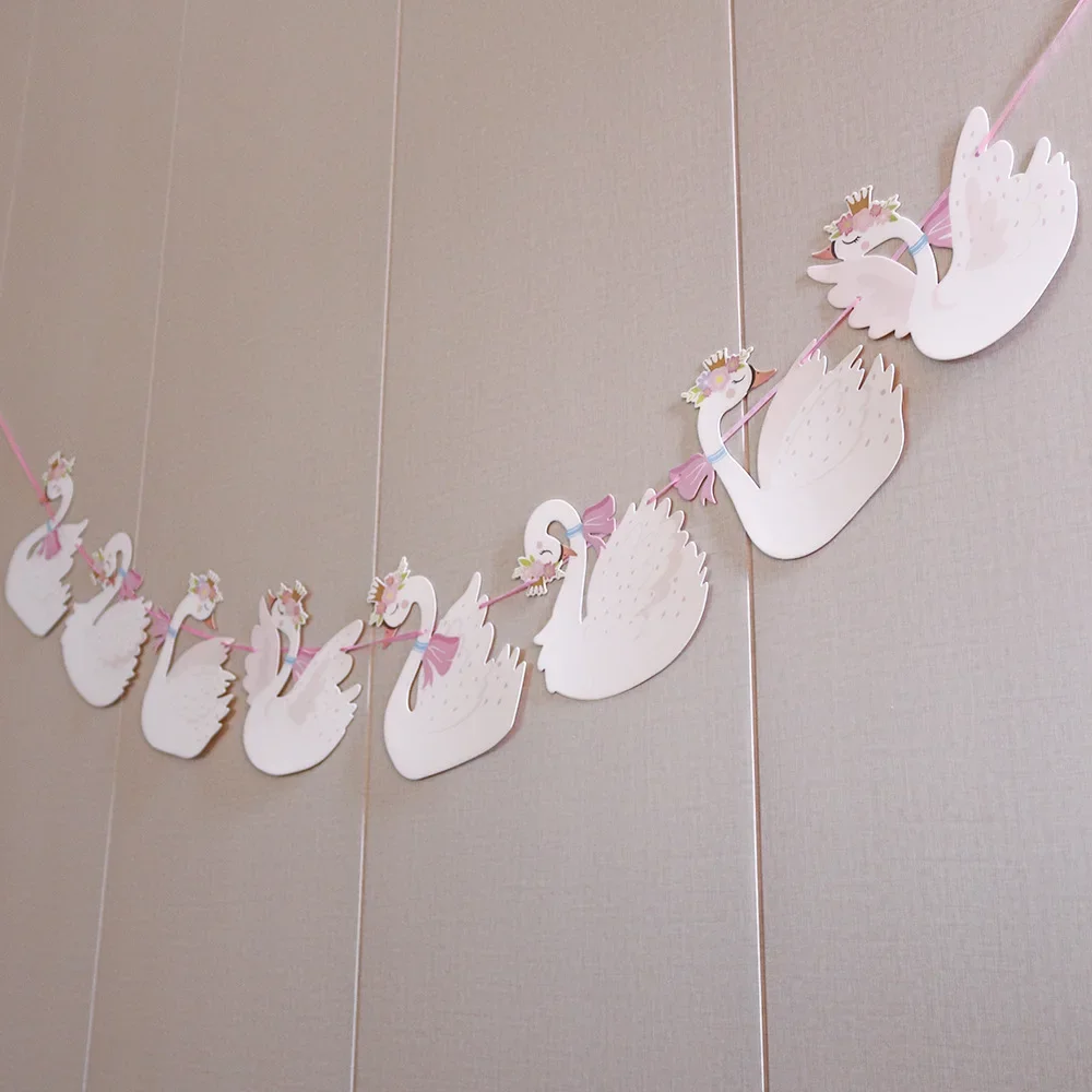 1pc Creative Swan Banner Birthday Party Decorations For Girl Wedding Party Baby Shower Decoration Cartoon Swan Banner