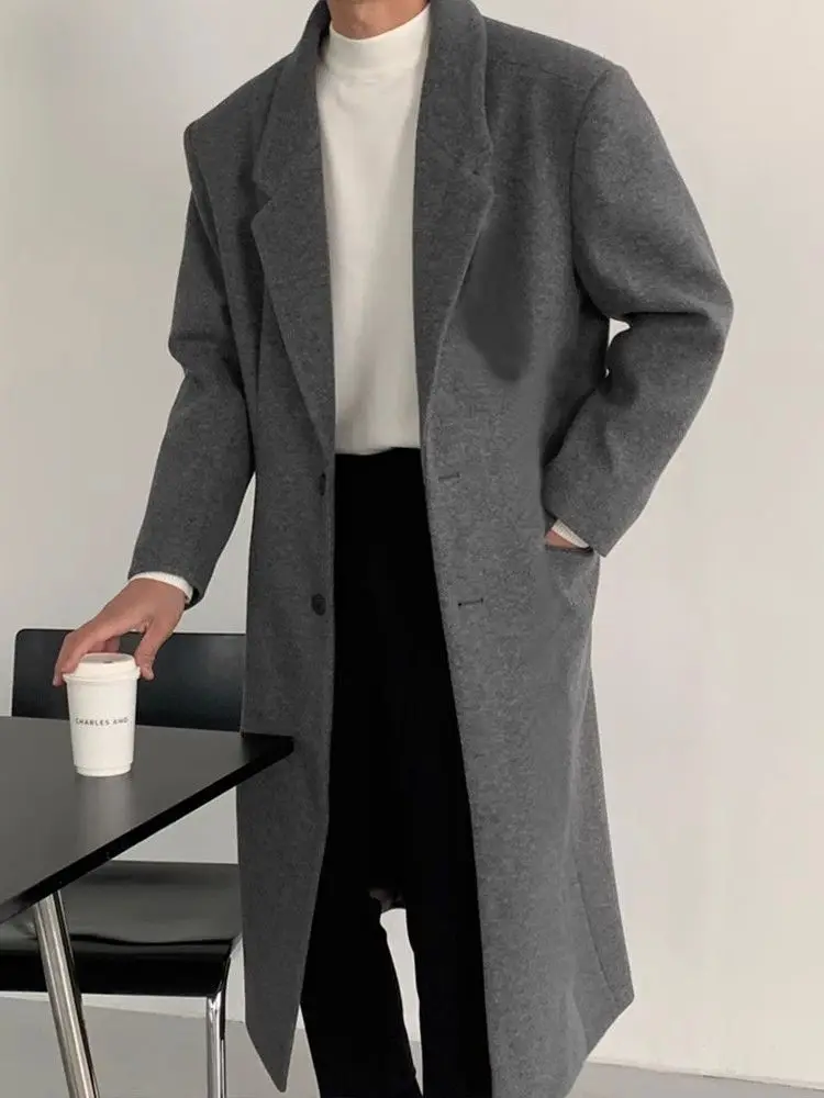 

Wool Blend Coat Korean Popular Clothes Outerwear Mens Washed Cleaned Scrubbed Laundered Lavatoried Laved Purified Cleansed Style