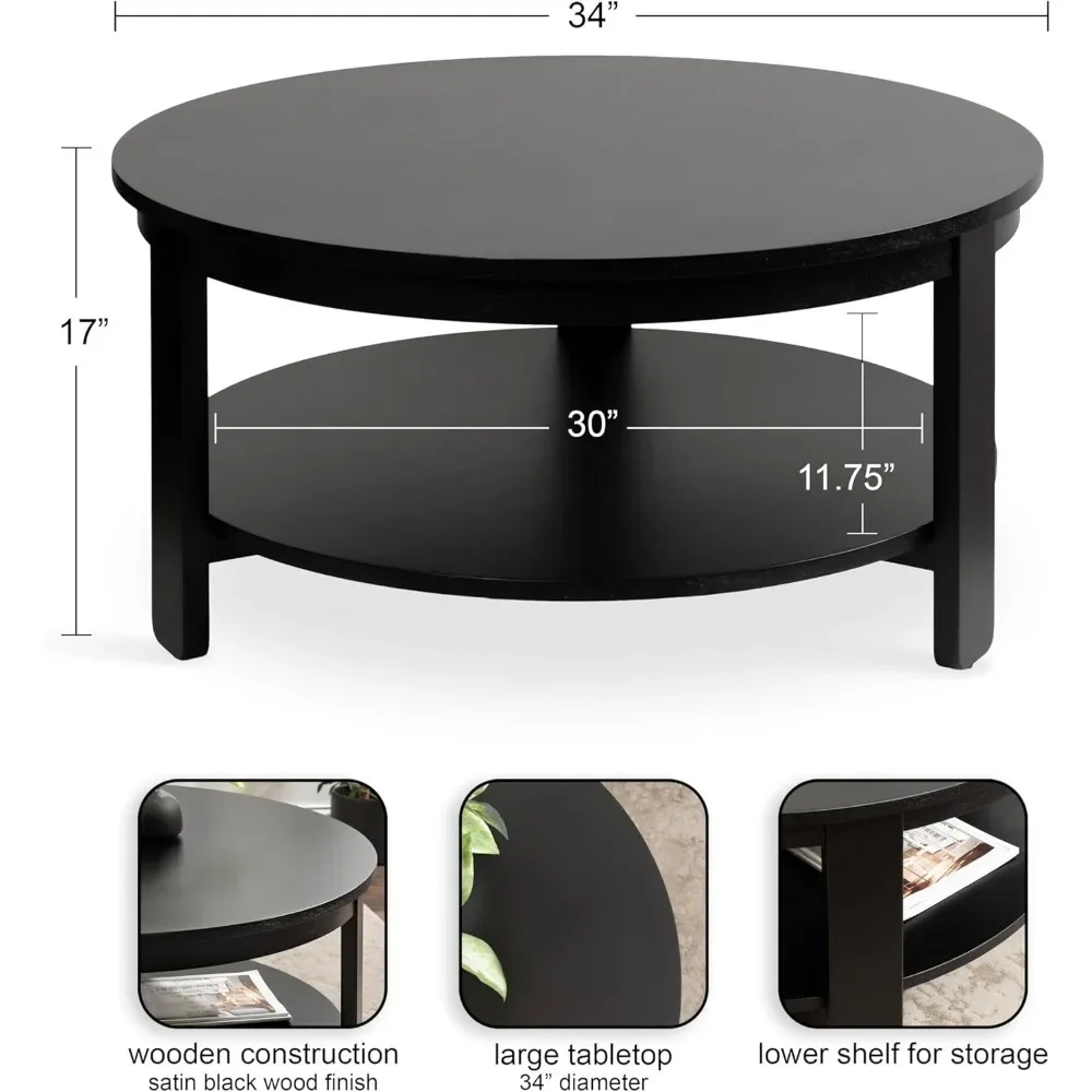 Moderne gelaagde ronde salontafel voor woonkamerdecoratie |   34x34x17