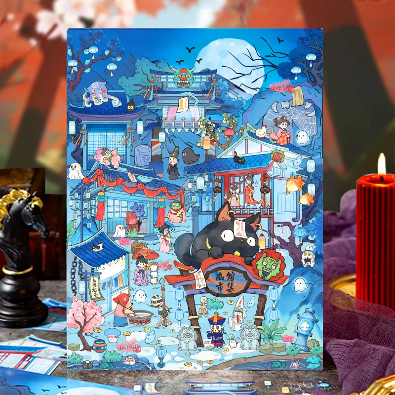 3sheets/bag Fun World 3D Miniature Landscape PET Sticker Bag for Hand Account Office Stationery Handbook Notebook Decoration