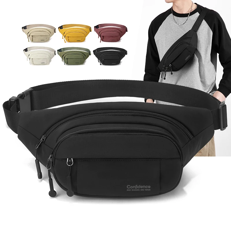 

High Quality Multi-Pocket Waist Bag Men Women Large Fanny Pack Water Resistant Anti Theft Crossbody Belt Bag For Outdoor Sport
