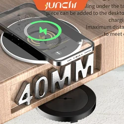 40mm Under Counter Charger Furniture Table Nightstand Wireless Charging Station for iPhone 15/14/13/12/11/X/8 Induction Charger