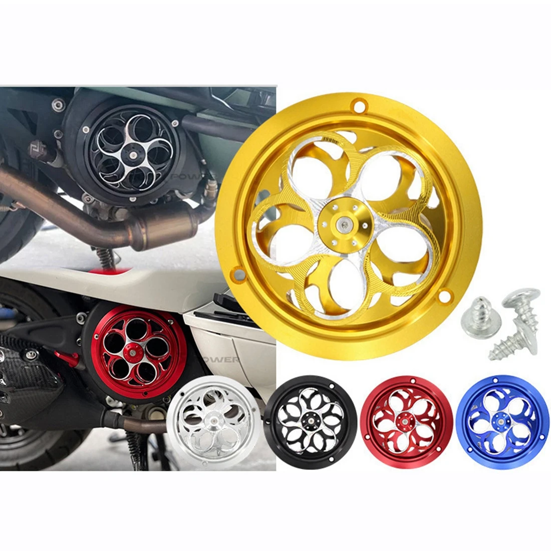 Premium CNC Aluminum Motorcycle Modified Rotating Cooling Cover Protector Universal Engine Rotating Fan Cover