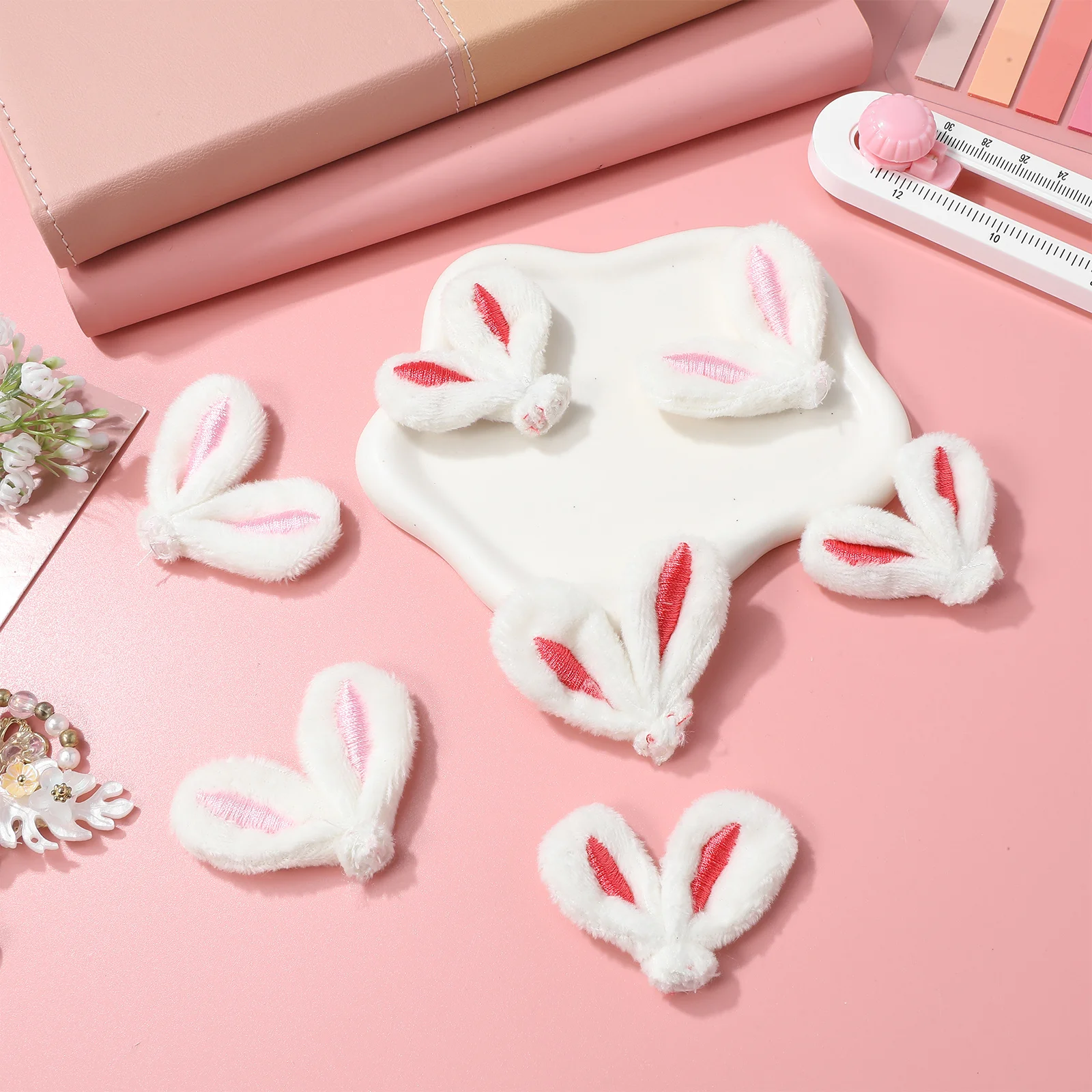 

10Pcs Bunny Ears DIY Accessories Soft Fabric Animal Ear Decoration for Crafts Hair Clips Costume Ears for Rabbit
