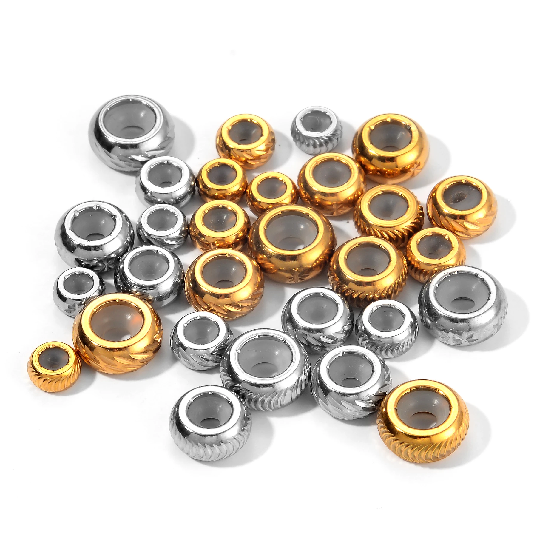 

10PCS 6mm-10mm Stainless Steel Adjustment Silicone Beads Gold Stopper Spacer Beads for Bracelets DIY Jewelry Making