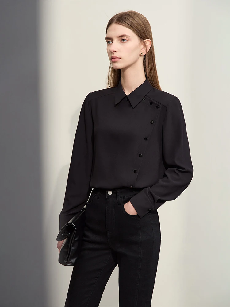 AMII Minimalism Office Lady Turndown Collar Chiffon 2023 Spring Women Shirts & Blouses Elegant and Youth Woman Blouses 72321022