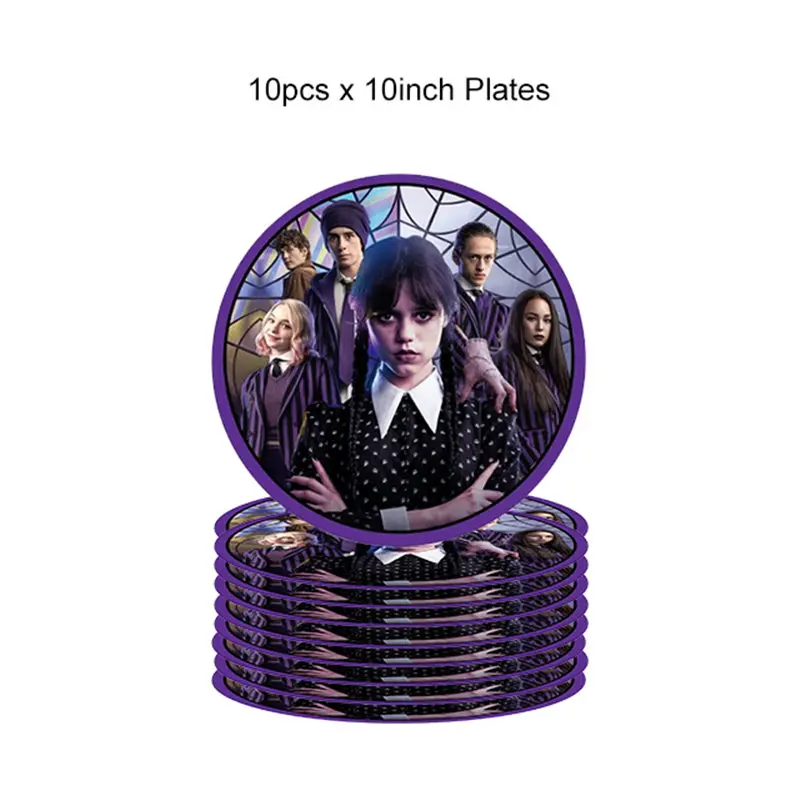 The Movie Wednesday Addams Birthday Party Decoration Banner Balloon Tableware Festive Event Supplies Home Decor Cups Background