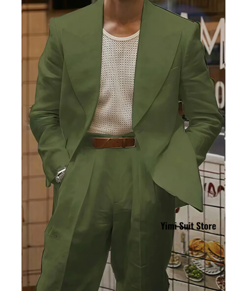 Abiti da uomo casual Monopetto con risvolto a punta 2 pezzi Abbigliamento da uomo d'affari quotidiano da ufficio di alta qualità Abiti da uomo Giacca + Pantaloni